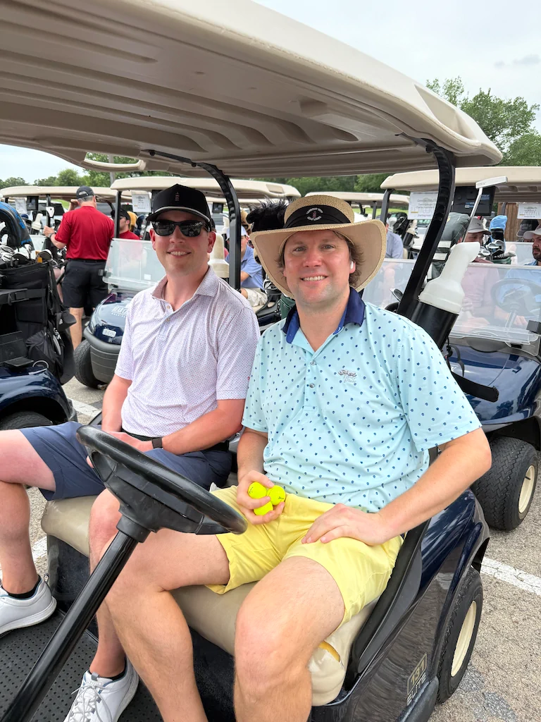 Alumni riders enjoying the Reunion Weekend golf tournament