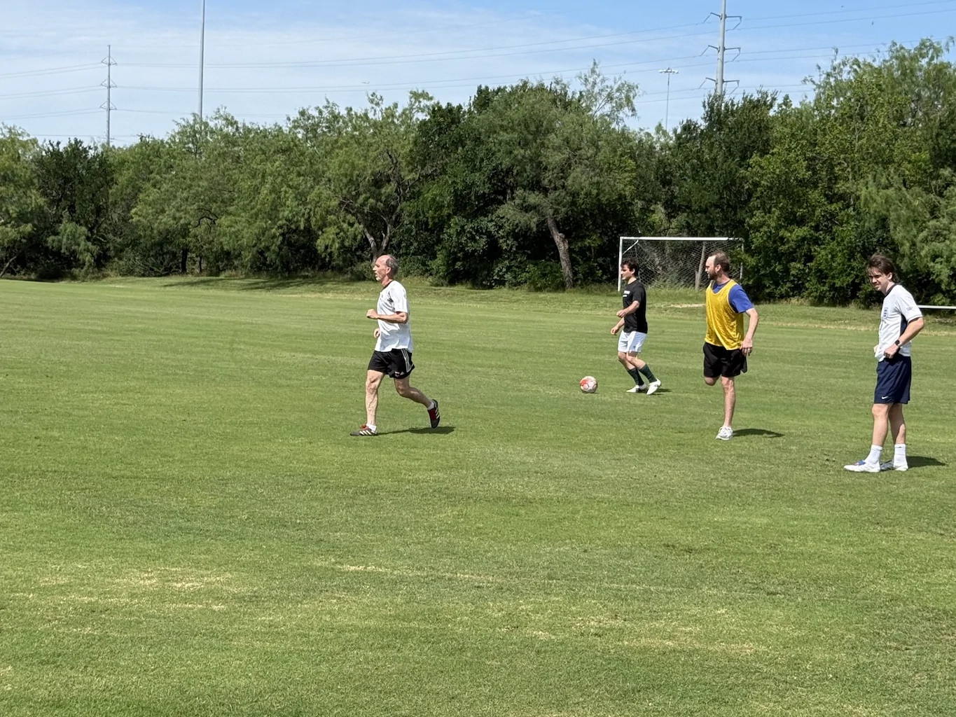 Alumni soccer match on the field