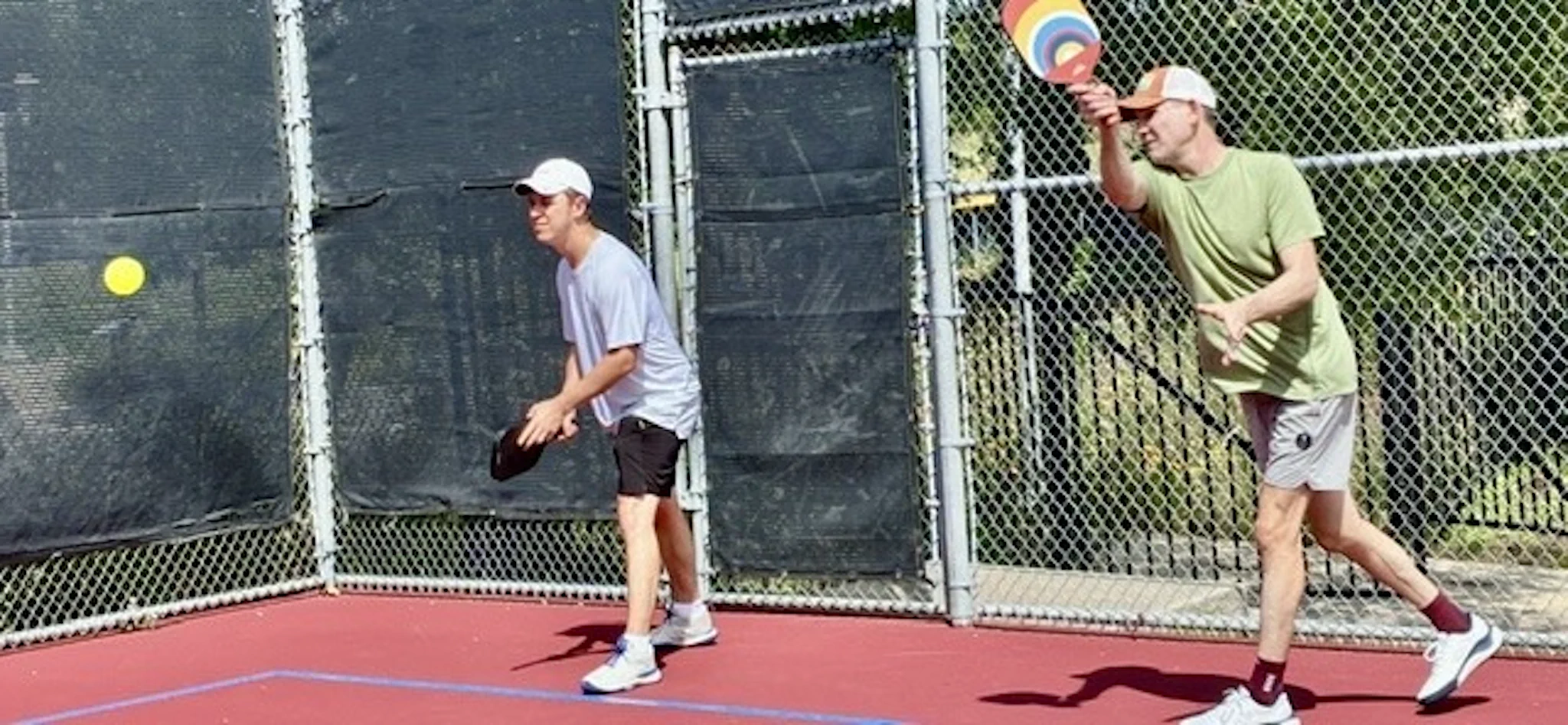 Pickleball player at the net