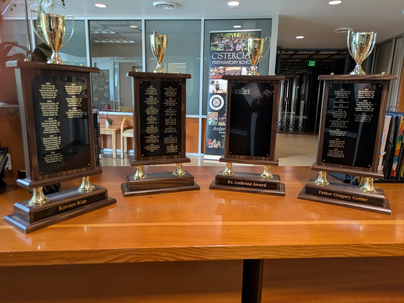 Reunion trophies on display