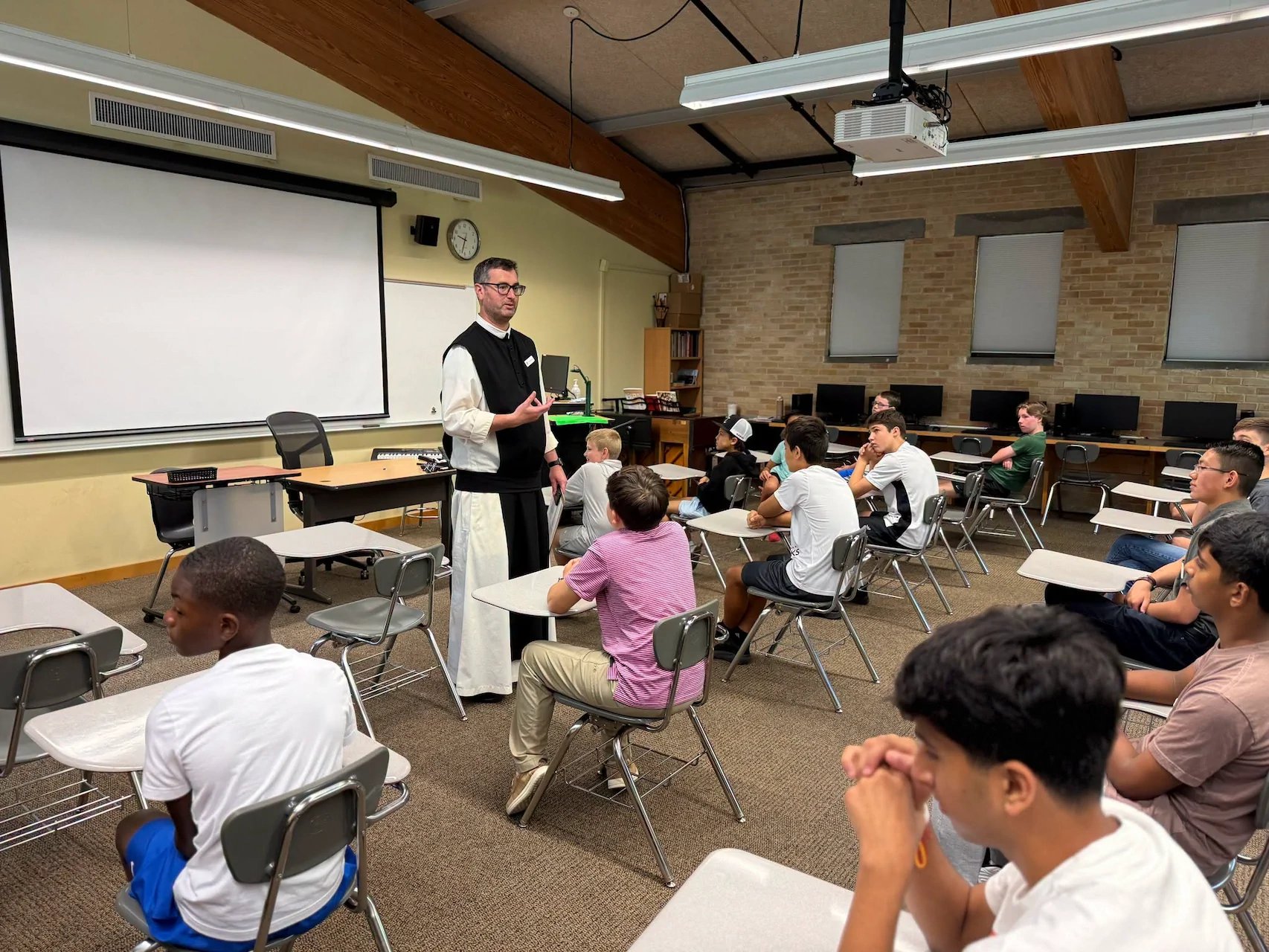 Fr. Anthony addresses students